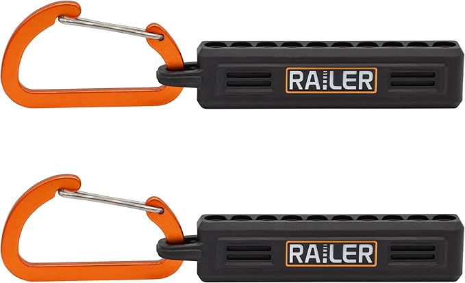 Screwdriver Bit Holder Storage Organizer ??Railer 10-Hole Black Bit Holder with Carabiner - 2 Pack