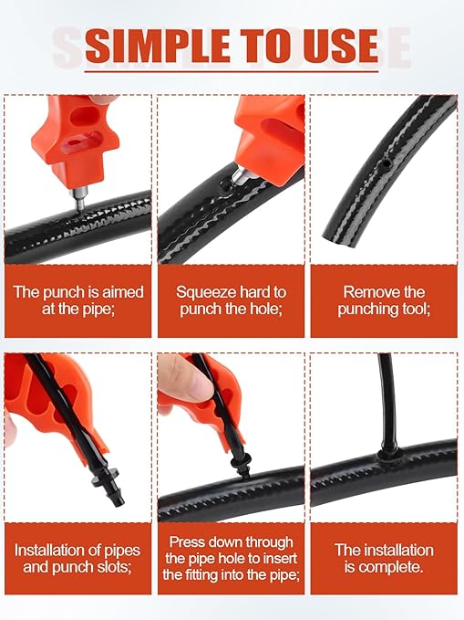 Kalolary 2Pcs Drip Irrigation Hole Punch - Drip Tubing Hole Punch Tool for 16/20/25/32mm PE Pipes and Emitter Insertion, Orange Drip Irrigation Pipe Hand Punch for Garden/Farm Irrigation Systems