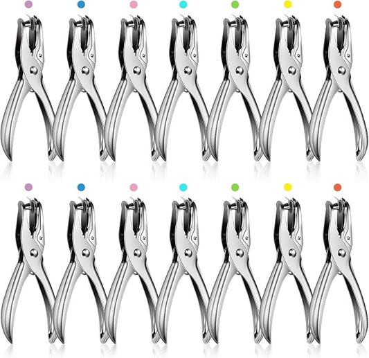 Lanties 24 Pack 1 Hole Punch 1/4 Inch Single Hole Puncher Metal 5 Sheet Capacity Single Punch Set Back to School Silver Paper Punches for Greeting Cards Scrapbook Notebook Puncher Paper Hand Tool