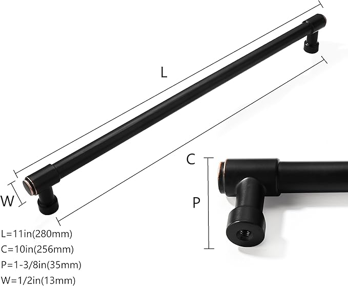 khtumeware 6 Pack Oil Rubbed Bronze Cabinet Pulls 10 Inch(256mm) Center to Center Kitchen Cabinet Hardware Heavy Duty Handles for Cabinets Pulls for Cabinets Dresser Pulls