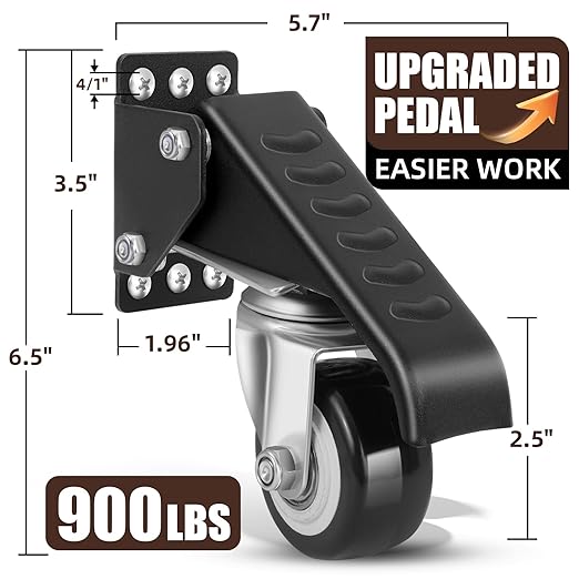 SPACECARE Workbench Casters kit 900Lbs Heavy Duty Quick Release 2 Mounting Options Retractable Workbench Stepdown Caster Wheels Adjustable Polyurethane Durable Steel Construction (Set of 4)