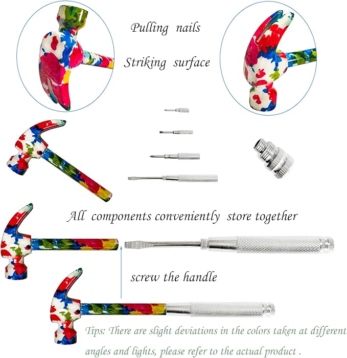 6 in 1 Flower Hammer & Screwdriver Tool, All In One Screwdriver Hammer Tools Set, Best Gift for Birthday Valentine's Mother's day Christmas Thanksgiving Halloween