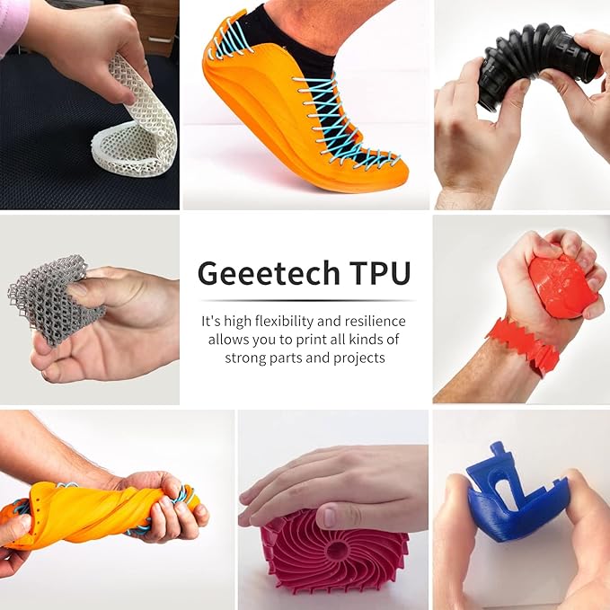 Geeetech TPU Filament 1.75mm, Shore 95A ??Flexible 3D Printer Filament with High Elasticity, 1KG (2.2lbs) Spool, Dimensional Accuracy 짹0.03mm, Fits Most FDM Printers (White)