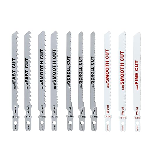 A14AK10 for Ryobi Jig Saw Blades Assortment, T-Shank Metal/Wood Cutting 10 Pcs