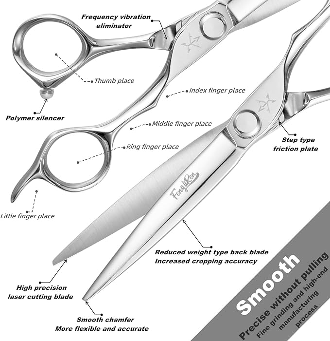High-end Professional Extremely Very Sharp Barber Hair Cutting Scissors Hairdresser Shears For Hair 6.3 Inch Haircut Scissor Made Of Dynamic Steel Alloy For Hairdressing Salon and Home Use