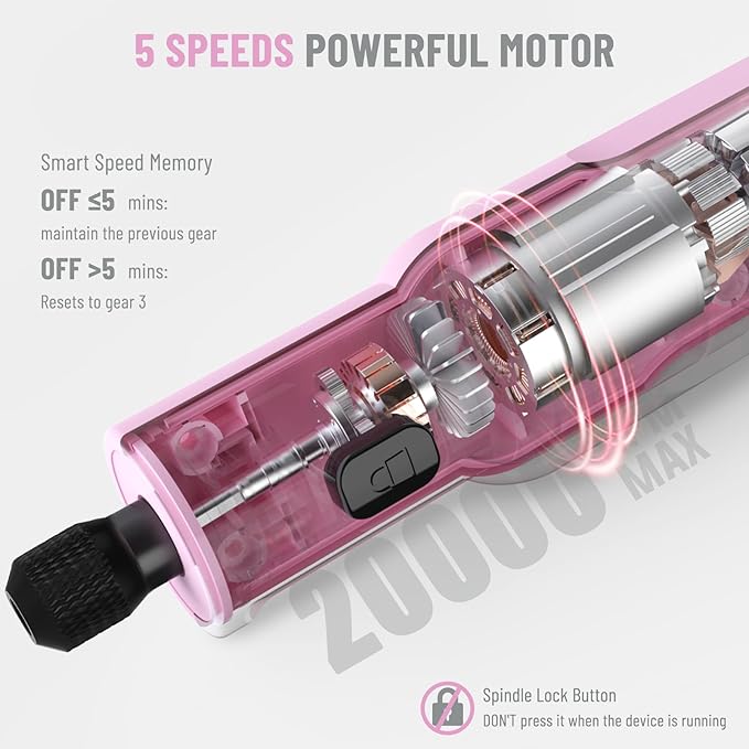 Katerk Mini Cordless Rotary Tool, 5-Speed Rotary Tool Kit, 5000-20000RPM & 70 Accessories, Multi-Purpose 3.7V Power Rotary Tool for Sanding, Engraving, Polishing, Drilling, 3D Printing, DIY Crafts