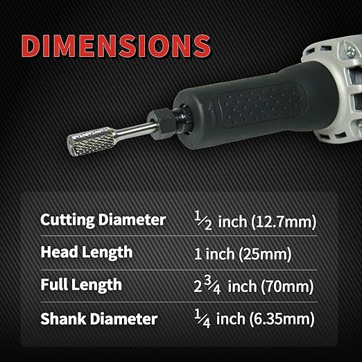 S&F STEAD & FAST Carbide Burr with 쩌??Shank 쩍??Cutter Dia 1??Length, Professional Grade Tungsten File, Die Grinder Bit for Electric or Air Die Grinder, Cylinder End Cut, Grinding Burr bit for Metals
