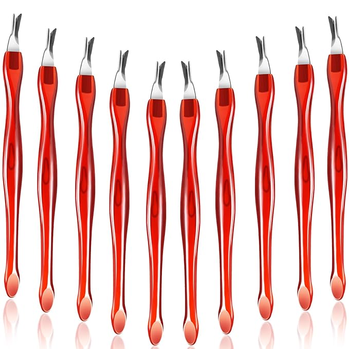 Mudder 30 Pieces Nail Cuticle Knife Cuticle Trimmer Remover Pusher Stainless Steel Dead Skin Callus Removal Fork with Plastic Handle 4 Inch Nail Cleaner Tool for Fingernail and Toenail