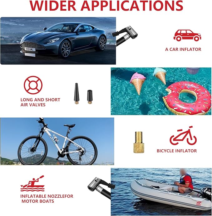 Tire Inflator 20V Cordless Mini Air Compressor DC 12V Portable Handheld Car Drill Air Pump 150PSI with Rechargeable Battery, Auto Shut Off, LED, Digital Pressure Gauge for Cars Bikes (Red)