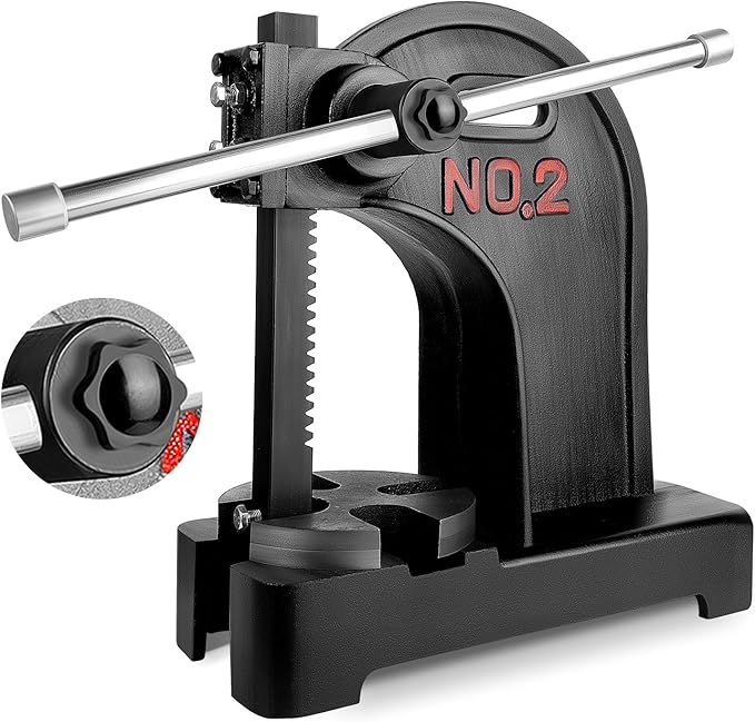 2 Ton Arbor Press Manual Heavy Duty Arbor Press Machine,8.5" Work Height,Manual Arbor Press Cast Iron Desktop Punch Press,for Punching,Bending,Stretching (Black, 2T)