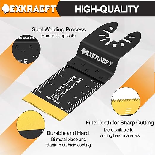 100 PCS Oscillating Tool Blade Multitool Blades, Universal Titanium Oscillating Saw Blades for Metal Nails, Wood and Plastic, Multi Tool Blades Kits Fit Dewalt Milwaukee Ryobi Rockwell Fein