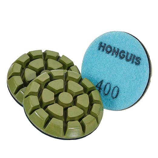 3 inch *10mm Resin Bond Diamond Polishing Pucks,Grit 400 Set of 3, Hook and Loop Polishing Pad,for Concrete Cement Rerrazzo Marble Granite Floor,Grit 400