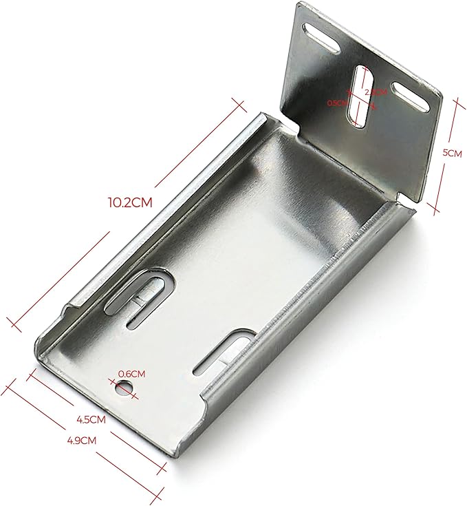 5 Pairs - 10 Pack Silver Heavy Duty Rear Mount Brackets for Soft Close Cabinet Drawer Slides, Metal Replacement Part for Full Extension Ball Bearing Side Mount Drawer Track Guide