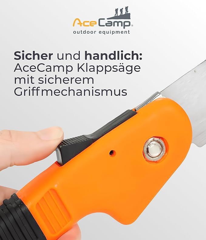 AceCamp 8 Inch Folding Hand Saw for Camping, Trees, Pruning, Hunting, Woodworking, Hiking, Trimming, Drywall, PVC, Portable and Foldable Wood Saw with Non-Slip Grip