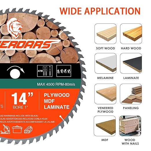 14 Inch 60-Teeth Saw Blade for Cutting Wood, Plastic Laminate and Composite Materials Wood Cutting Disc