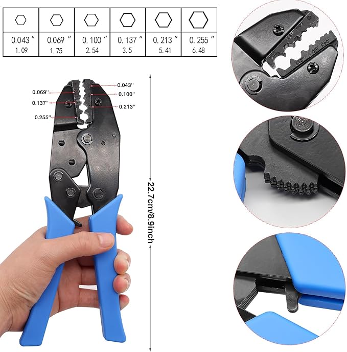 Taiss Coaxial Cable Tool Kit BNC Crimp tool with 10PCS BNC Male Crimp Connector,Coaxial Cable Stripper Cutter,Wire Cable Cutter and Heat Shrink Tube for RG58/RG59/RG62/RG174