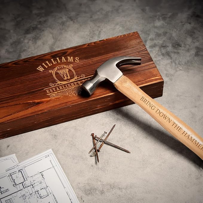 Handcrafted Bonds Personalized Hammer – Engraved with Text, Perfect Handyman Gift for Father’s Day, Anniversaries, or Birthdays,13"