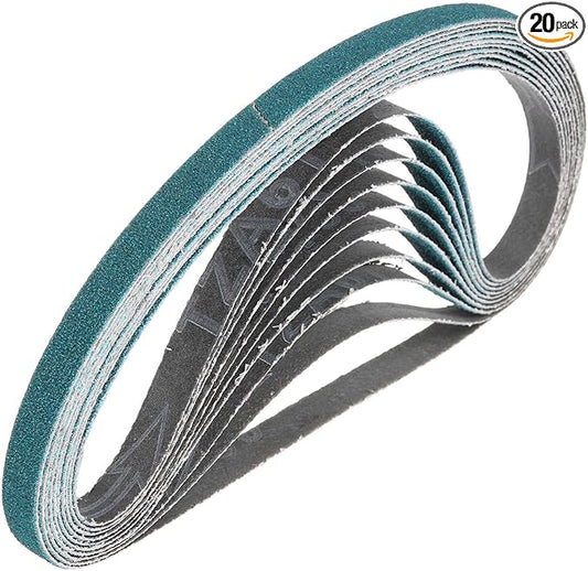 HARFINGTON 1/2 x 24 Inch Sanding Belts, 20 Pcs 120 Grit Zirconia Abrasive Belt Sander File Belt for Woodworking, Metal Polishing, Knife Sharpener