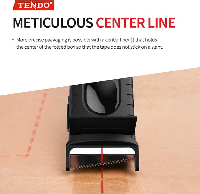 Heavy Duty Shipping Tape Dispenser: TENDO째 Premium Line ??Reusable, Replaceable, Eco-Friendly 2?쇺?Master Piece Dispenser for Pros with Patented 10째 Sloped Chromium Blades - P-2200 (4th Gen.)_Black