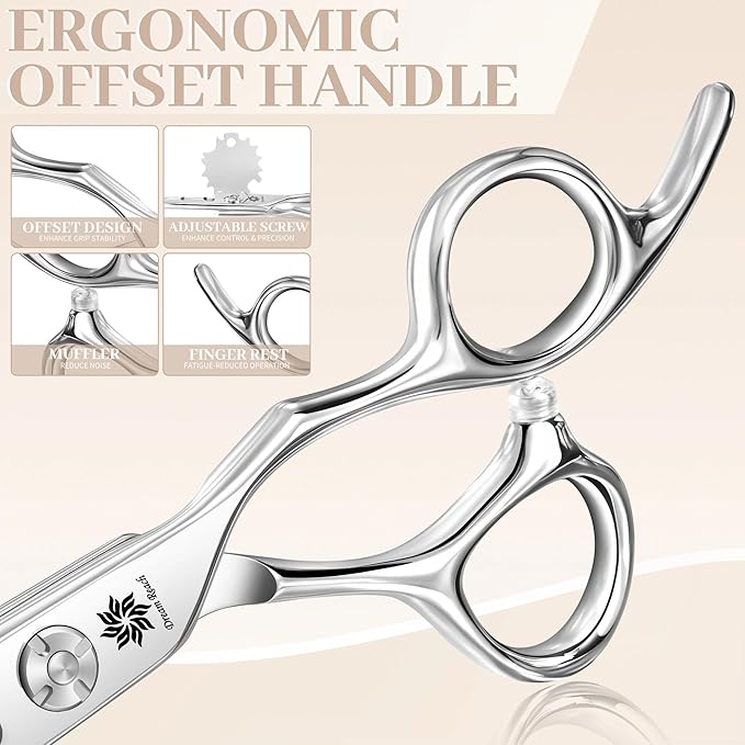 Dream Reach Professional 6 inch Hair Cutting Scissors, Japanese 440C Steel Thinning Shear for Men/Women Cutting for Salon/Barber/Home