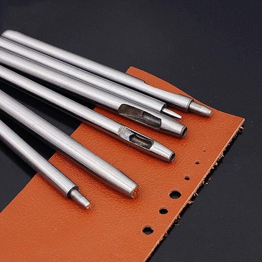 Steel Leather Punch Tool Kit, 10 Sizes (0.5-5.0mm) for Belt, Wallet, Bag, Crafting | Heavy-Duty Hole Puncher Set, Professional Leatherworking Tools for DIY & Repair