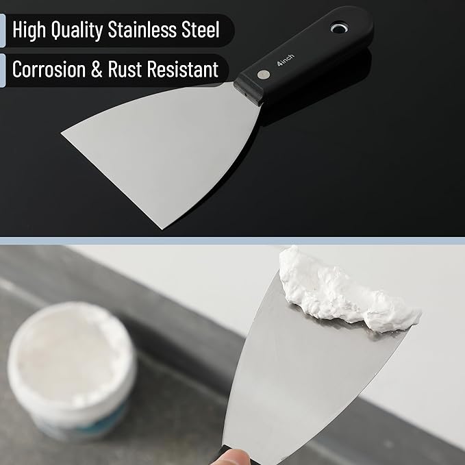 Bates- Putty Knife Set, 7 pcs, Stainless Steel, 1" 1.5" 2" 2.5" 3" 4" 5" Flexible Metal Scraper, Drywall Spackle Knife, Metal Paint Scraper Tool, Putty Knife Scraper, Wall Scraper, Drywall Knife