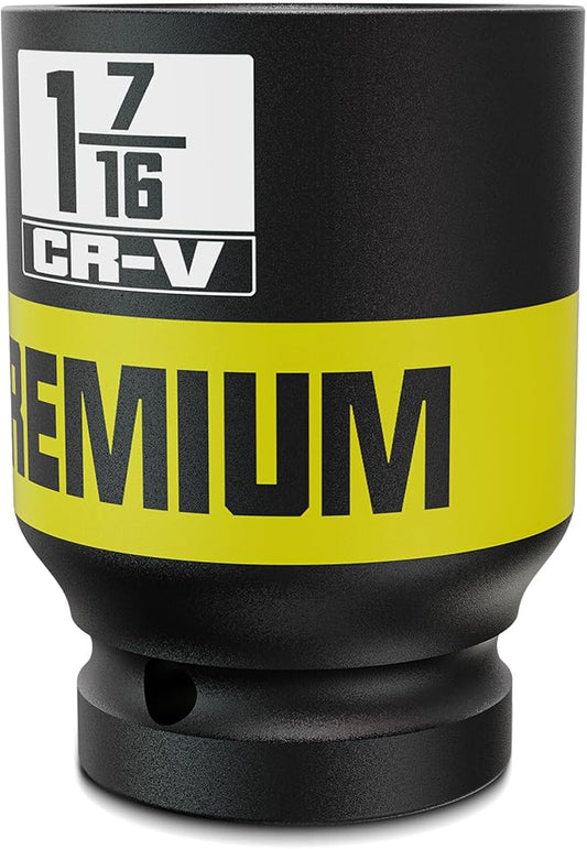 1-7/16 inch 3/4" Drive Impact Socket, SAE Axle Nut Sockets, Thicker Jumbo Sockets, 6 Point, Cr-V, Vehicle and Apparatus Maintenance