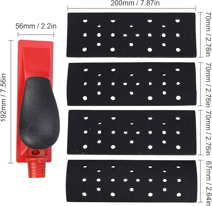 Adjustable Hand Sanding Block, Brushed Chassis Hand Sander with Dust Extraction, Ideal for Woodworking, Home Cleaning, ABS Material