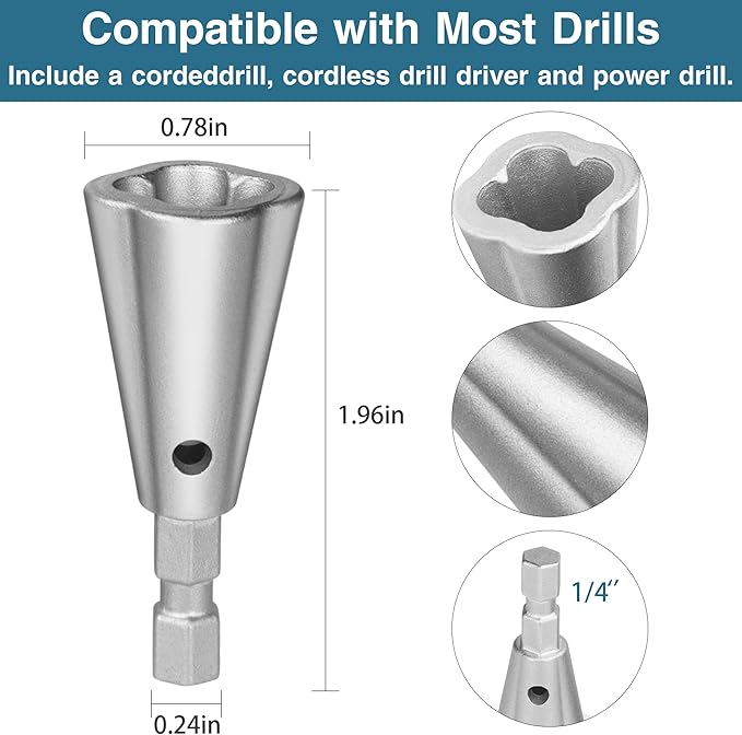 Wire Nut Twister,Wire Twisting Tool,Wire Nut Twiter for Drill,Spin Twist Wire Connector Socket,Wire Connector Driver with 1/4" Chuck,Wire Stripping and Twisting Tool(Wire Nut Twister Metal)