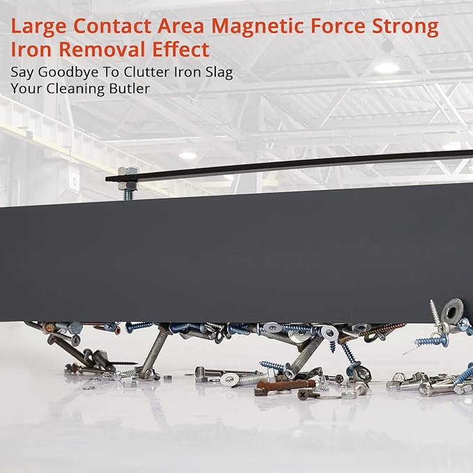 Hanging Magnetic Sweeper Pickup Tool, 48 Inch Magnetic Nail Sweeper for Pick Up Bolts Nails Iron Chips Metals, Nail Magnet Sweeper for Easy Metal Debris Clean-Up