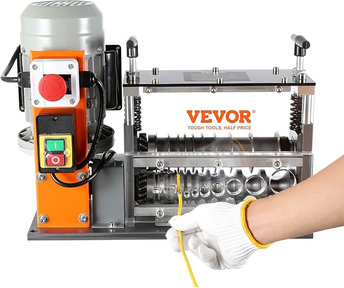 VEVOR Electric Wire Stripping Machine, 0.06''-1.57'' Automatic Wire Stripper Machine, 750 W, 98 ft/min Wire Stripper with Visible Stripping Depth Reference, 10 Channels Electric Wire Strip Machine