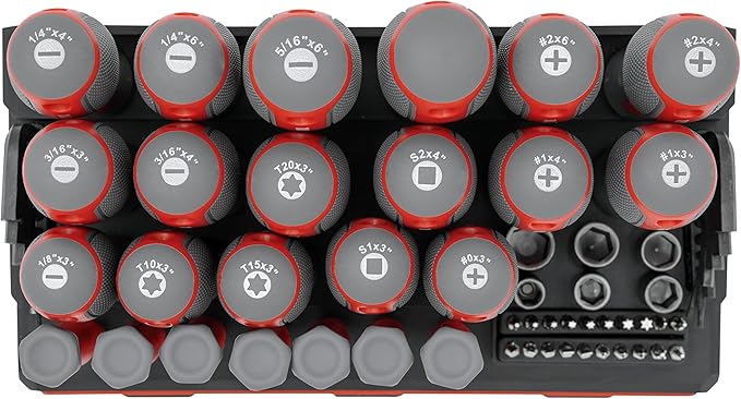 INTERTOOL 114-Piece Screwdriver Set with Mountable Rack, Magnetic Tips, Swivel-End Precision Screwdrivers, Bits, Nut Drivers, Hex Keys, DIY, Tool Gift VT08-3372
