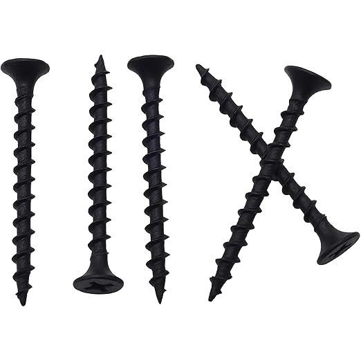 150pcs #6 횞 1-5/8 inchs High Hardness Drywall Screws, Black, Coarse Thread, Phillips Drive, Bugle Head, Black Wood Screws, Wood and More