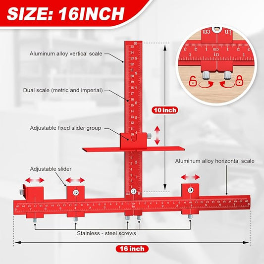 ECY Cabinet Hardware Jig ??Adjustable Cabinet Handle Installation Tool, All-Aluminum Drill Guide with Automatic Center Punch for Drawer Pulls & Cabinet Doors