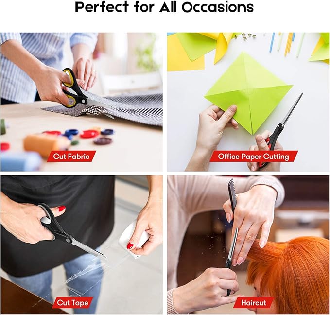 Niutop 8" All Purpose Scissors - Heavy Duty, Ergonomic, Sharp Craft Shears for Office, Home, School, Art & Craft Supplies