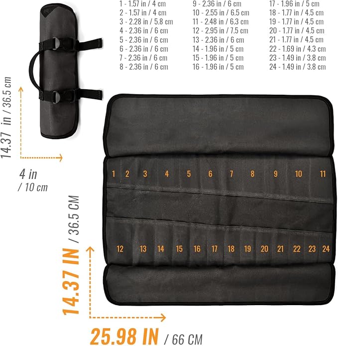 Under NY Sky Tool Roll Organizer, Heavy-Duty Wrench Bag, Portable Hand Tool Pouch for Mechanics, Electricians, and Hand Tools