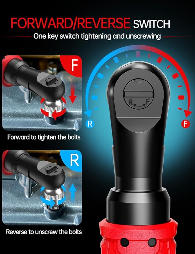 3/8 Inch Cordless Ratchet Wrench, for Milwaukee M18 Battery, 88Ft-Lbs, 0-400RPM, Electric Ratchet Wrench Set with Variable Speed Trigger, Reinforced Head, R&F Switch, 7 Sockets, 3/8" to 1/4" Adapter
