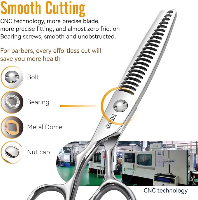 Left Handed Hair Thinning Scissors 6??Professional Barber Scissor Japan VG10 CNC Ultra-Precise Cuts, Razor Sharp Blades 22 Teeth Thinner Hair Shears for Women & Men 30% Thinning Rate