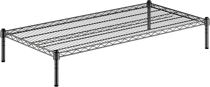 24" x 48" x 8" Black Epoxy Wire Storage Shelf, Dunnage Rack, Commercial 1 Tier Small Shelf