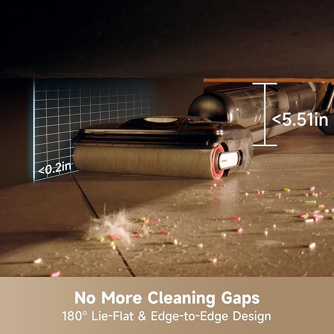 DREAME H12 Pro FlexReach Wet Dry Vacuum Cleaner, 0 Tangle Cordless Vacuum Mop All-in-One for Hard Floors, 180째 Lie-Flat Floor Cleaner Machine with 194째F Hot Self-Cleaning, 50Mins Runtime