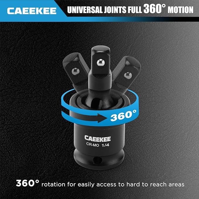 52PCS Socket Set & Magnetic Nut Driver Set, 1/4" Dr. Deep & Shallow Impact Sockets (4mm-15mm), 1/4" Hex Shank Nut Drivers (6mm-14mm), Quick-Release Hex Converter, Storage Case