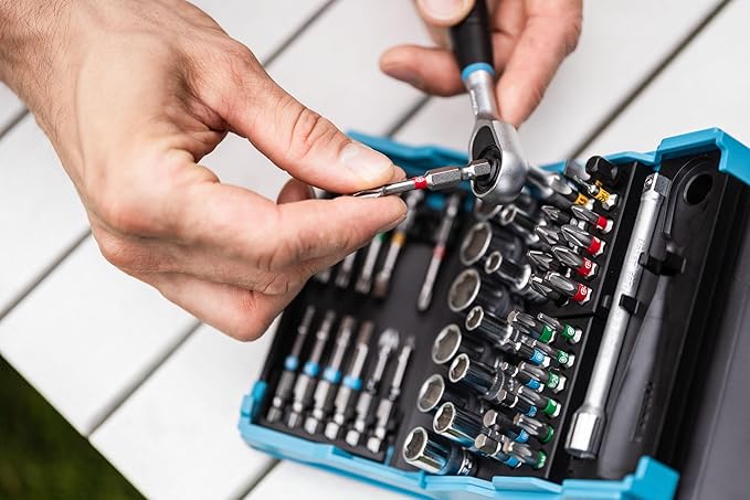 HAZET Smartcase Socket Set 2200SC-2 I 50-Piece Tool Socket Set, Drive: Hexagon and Square 6.3 Mm (1/4 Inch), Mobile Tool Case