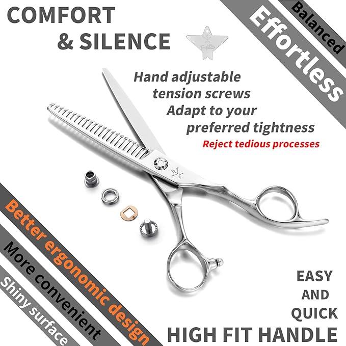 High-end Professional Hair Cut Thinning Scissors Hair Cutting Teeth Shears Barber Hairdressing Texturizing Scissor Extremely Very Sharp 6 Inch Stainless Steel Alloy For Men Women Salon& Home