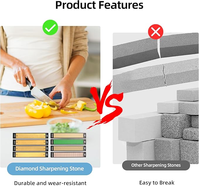 8PCS Diamond Sharpening Stones, #200#400#800#1200#3000#5000#7500#10000 Grit Professional Whetstone Kit for Kitchen Outdoor