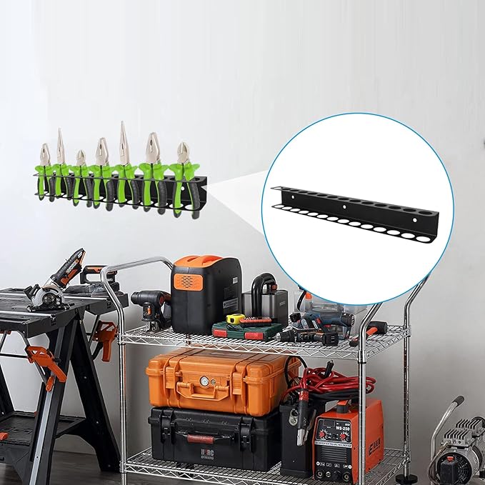 Screwdriver Organizer, Carbon Steel Screwdriver Holder, Garage Tool Organizer Wall Mount for Pliers, Wrenches & Nut Driver, Utility Storage Rack for Workspace, Workshop, Shed (15.7?섃셂/14 Holes)