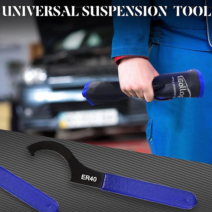 4Pcs Universal Coilover Spanner Wrench Set, Shock Wrench Adjustable Spanners for Most Car and Motorcycle Coil Over Shock Adjustments
