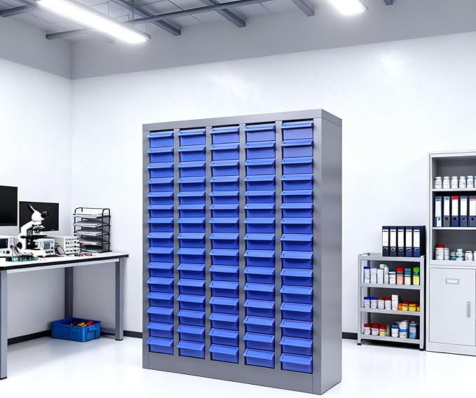 75 Drawers Nut and Bolt Organizer, 26x9x35.4 Stainless Steel Parts Cabinet with Shelfs & Labels Bolt Organizer for Workshop Tool & Hardware Storage and Organization (75 Drawers)