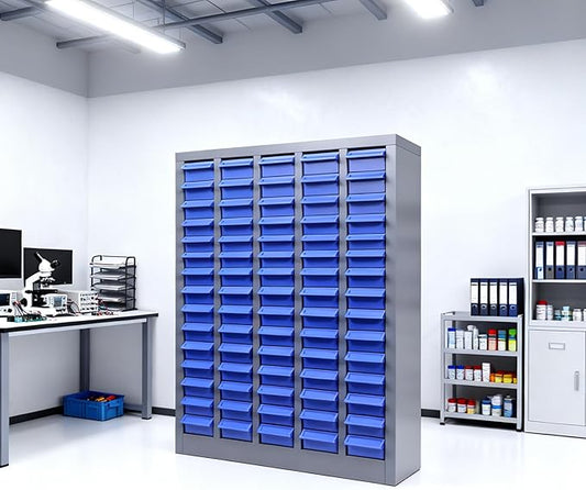 75 Drawers Nut and Bolt Organizer, 26x9x35.4 Stainless Steel Parts Cabinet with Shelfs & Labels Bolt Organizer for Workshop Tool & Hardware Storage and Organization (75 Drawers)