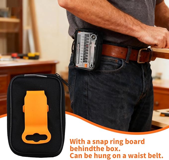 Right Angle Screwdriver Kit-Including 90 Degree Ratchet Offset Screwdriver 11pcs Cr-v Alloy Screwdriver Bit Put it in the Tool Pouch With Belt Clip,90 Degree Phillips Screwdriver for Tight Spaces