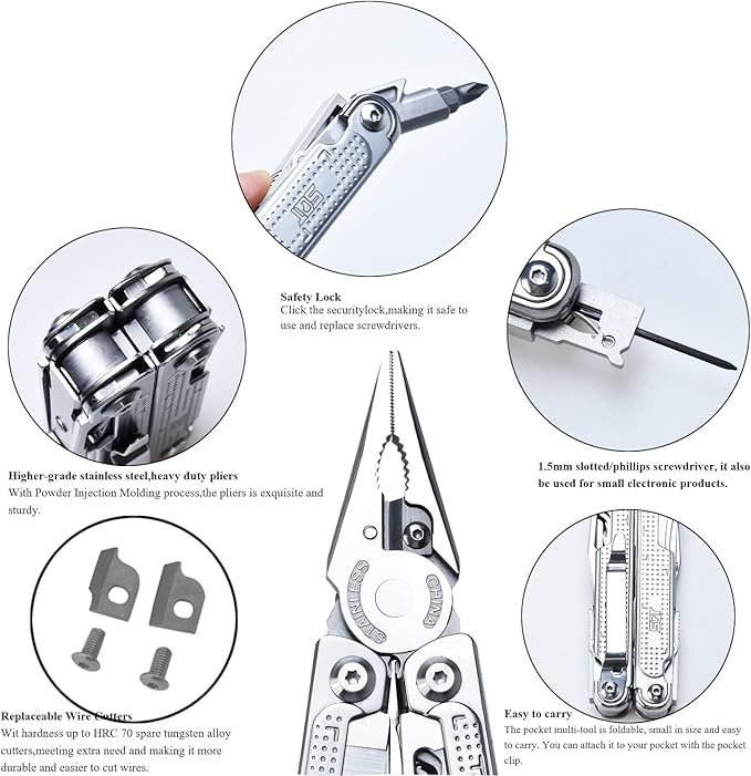 SQT2048 20-in-1 Multitool, Foldable & Self-Locking, Professional Tool for DIY, Home Repairs, Outdoor Camping ??Must-Have Gifts for Men, Compact, Durable, All-in-One Tool for Every Task